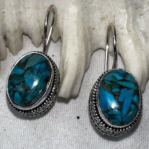 Copper Kingman Turquoise Drop dangle statement Earrings